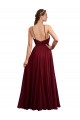 Discount Long A-Line Halter Neck Chiffon Bridesmaid Dress with Draped Bodice UK