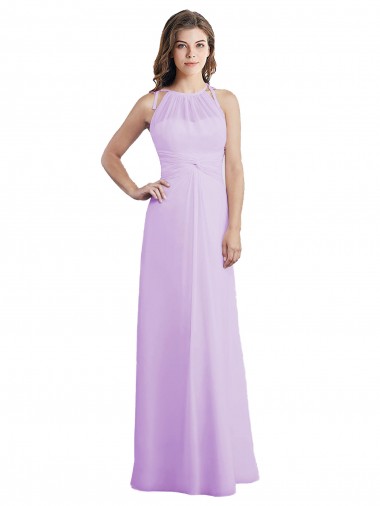 Discount Sweetheart Long Chiffon Bridesmaid Dress with Halter Straps UK