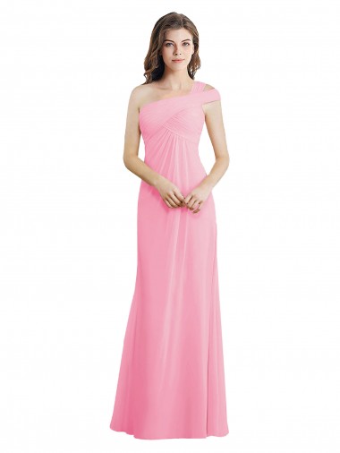 Discount Single Shoulder Chiffon Bridesmaid Dress with Draped Bodice UK