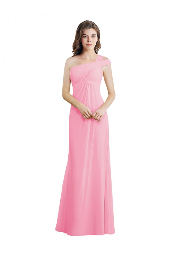 Discount Single Shoulder Chiffon Bridesmaid Dress with Draped Bodice UK