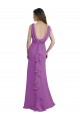 Discount V-Shaped Neckline Long Chiffon Bridesmaid Dress with Cascading Ruffles Back UK