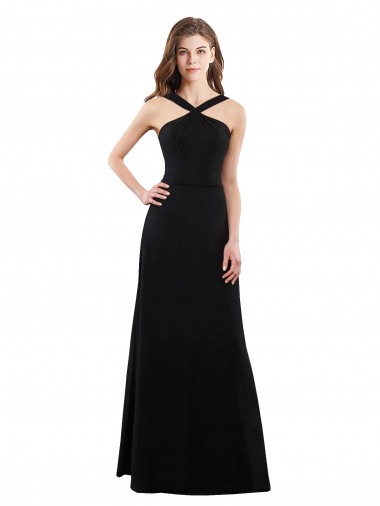 Discount Chiffon A-Line Bridesmaid Dress with Criss Cross Halter Top UK
