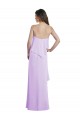 Discount Scoop Neck Long Chiffon Bridesmaid Dress with Cross Over Neckline Flounce UK