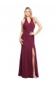 Discount Chiffon Mermaid Bridesmaid Dress with Back Tie Halter Straps and Side Slit UK