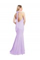 Discount Chiffon Mermaid Bridesmaid Dress with Back Tie Halter Straps and Side Slit UK