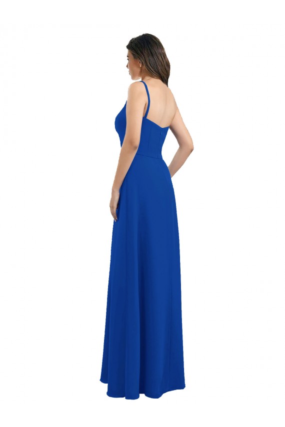 Discount One Shoulder A-Line Chiffon Bridesmaid Dress with Pleated Bodice UK