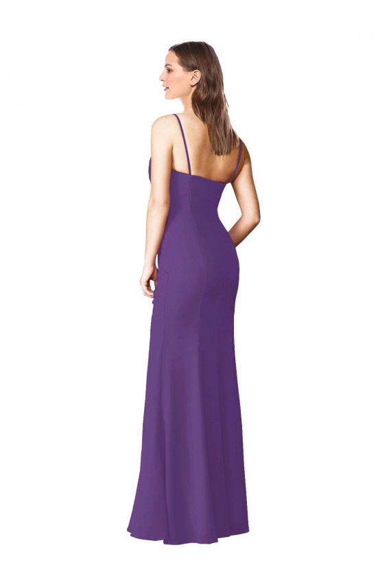 Discount Strapless Chiffon Bridesmaid Dress with Pleated Wrap Bodice and Side Slit UK