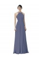 Discount Halter Neck Ruched Bodice Chiffon Bridesmaid Dress UK