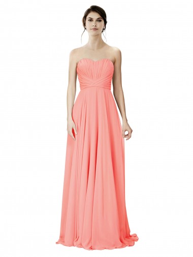 Discount Strapless Chiffon Bridesmaid Dress with Ruched Sweetheart Neckline UK