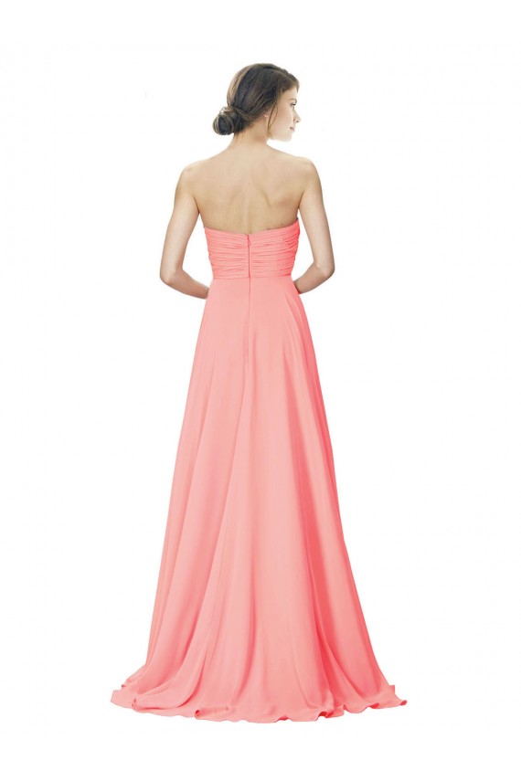 Discount Strapless Chiffon Bridesmaid Dress with Ruched Sweetheart Neckline UK