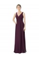 Discount Long Chiffon Bridesmaid Dress with Ruched Criss Cross V-Neck Bodice UK