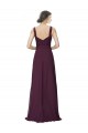 Discount Long Chiffon Bridesmaid Dress with Ruched Criss Cross V-Neck Bodice UK