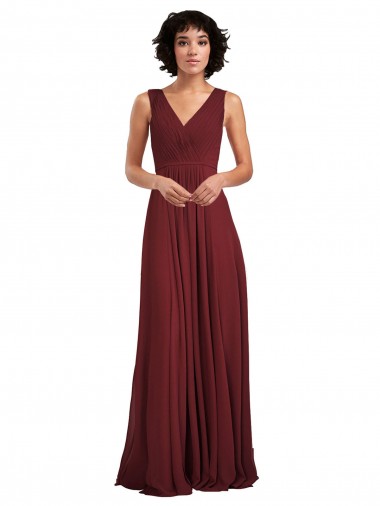 Discount Sleeveless V-Neck Pleated Chiffon Bridesmaid Dress UK