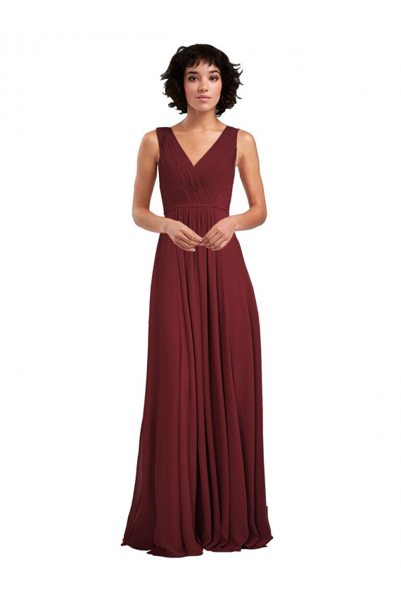 Discount Sleeveless V-Neck Pleated Chiffon Bridesmaid Dress UK