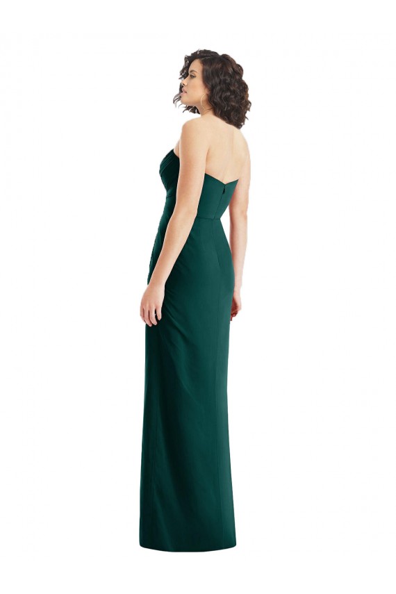 Discount Twist Front Draped Chiffon Bridesmaid Dress with Slit UK
