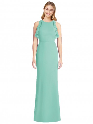 Discount Jewel Neck Mermaid Open Back Chiffon Bridesmaid Dress UK