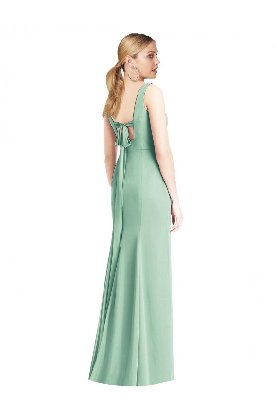 Discount Sleeveless Tie Back Chiffon Trumpet Chiffon Bridesmaid Dress UK