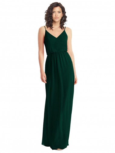 Discount V-Neck Blouson Bodice Chiffon Maxi Bridesmaid Dress UK