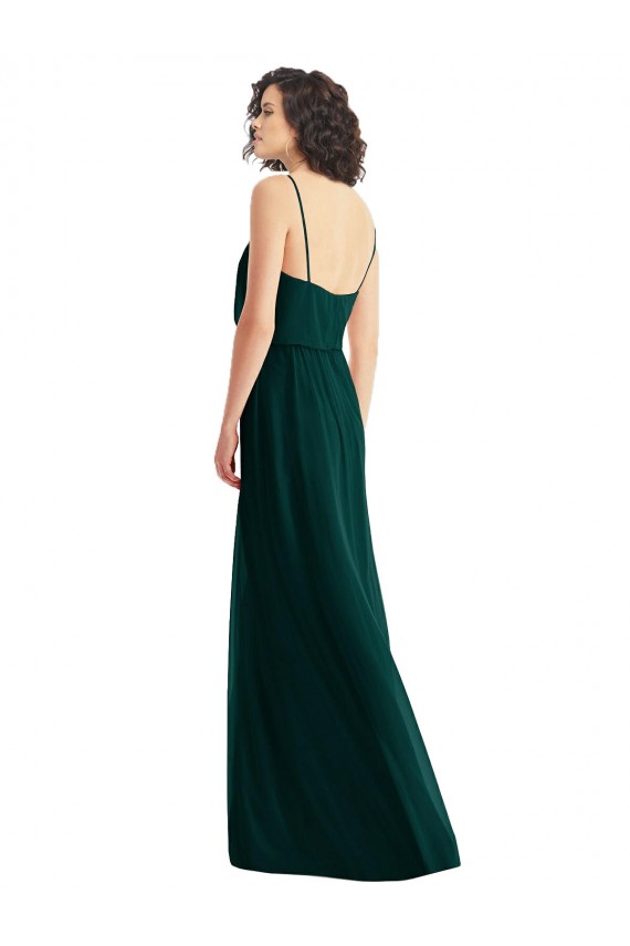 Discount V-Neck Blouson Bodice Chiffon Maxi Bridesmaid Dress UK