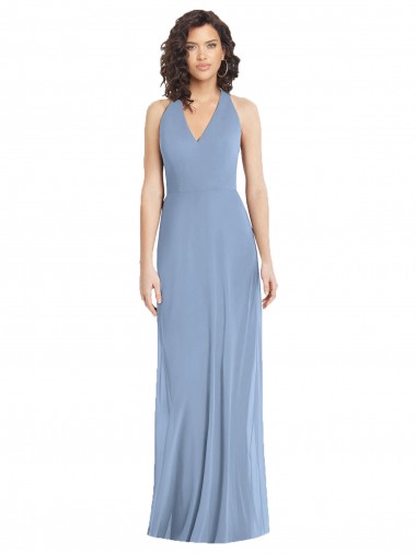 Discount V-Neck Halter Back Straps Chiffon Formal Bridesmaid Dress UK