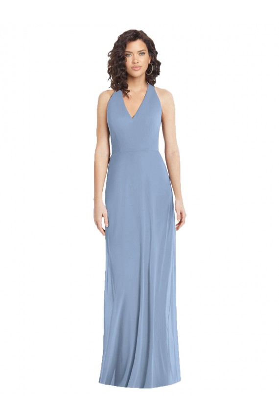 Discount V-Neck Halter Back Straps Chiffon Formal Bridesmaid Dress UK