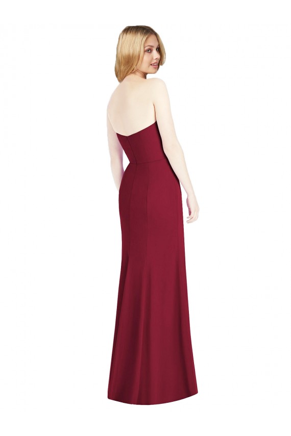 Discount Strapless Chiffon Trumpet Bridesmaid Dress with Front Slit UK