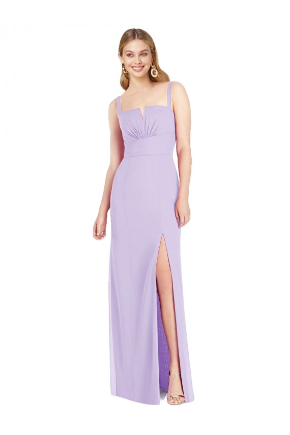 Discount Spaghetti Straps Mermaid Chiffon Bridesmaid Dress with Side Front Slit UK