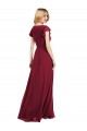 Discount Flutter Sleeves Faux Wrap Chiffon Bridesmaid Dress UK