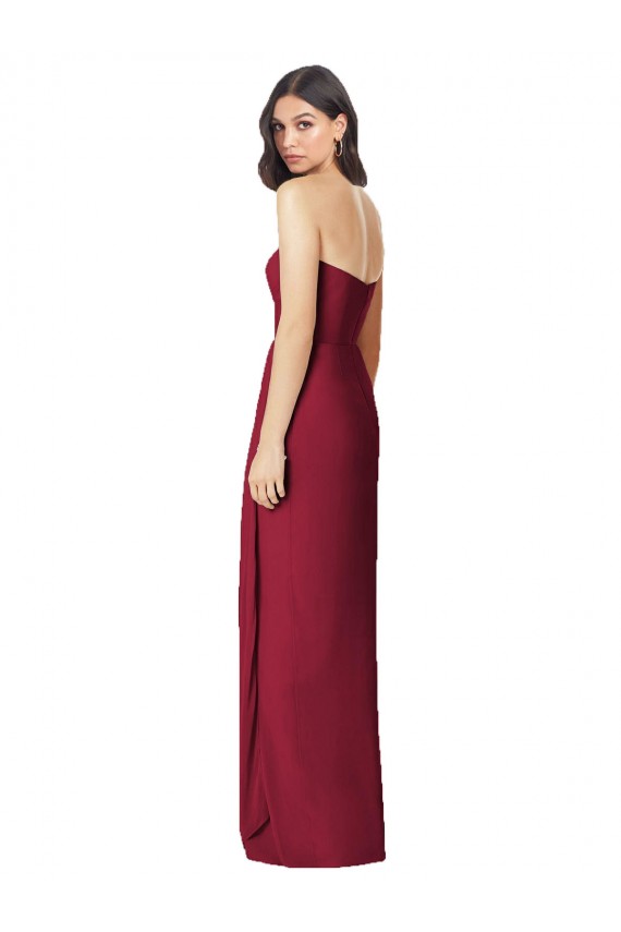 Discount Side Front Slit Draped Strapless Chiffon Bridesmaid Dress UK