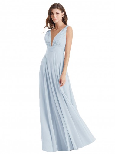 Discount Plunge Deep V-Neckline Low Back Chiffon Bridesmaid Ress UK