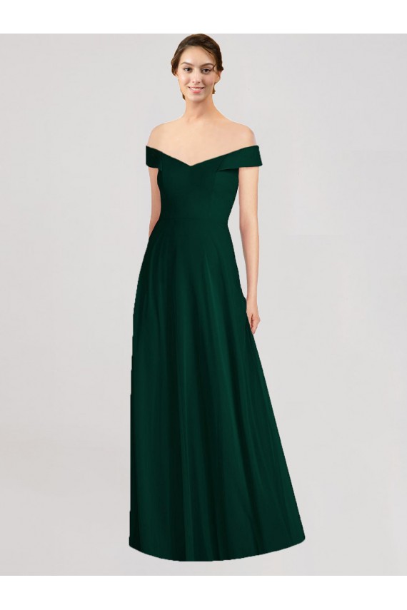 Discount Full length Off the Shoulder Chiffon Bridesmaid Dress UK