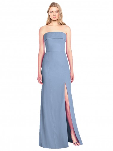 Discount Trumpet Full Length Strapless Chiffon Bridesmaid Dress with Slit UK