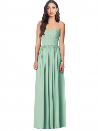 Discount Draped Sweetheart Strapless Long Chiffon Bridesmaid Dress UK