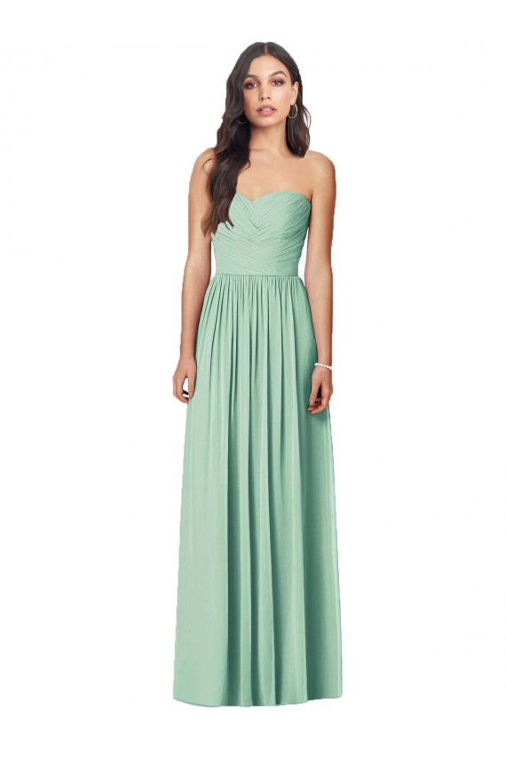 Discount Draped Sweetheart Strapless Long Chiffon Bridesmaid Dress UK