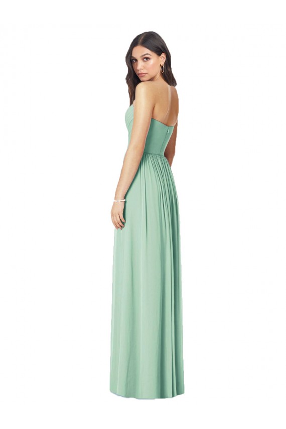 Discount Draped Sweetheart Strapless Long Chiffon Bridesmaid Dress UK