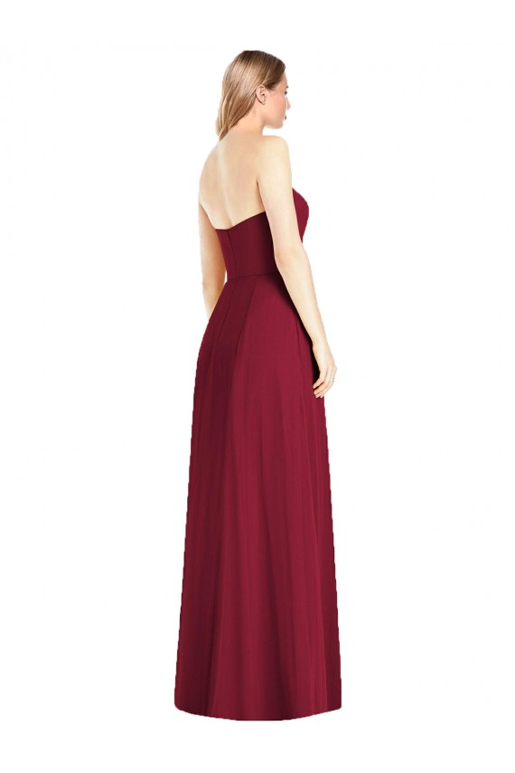 Discount Strapless Notch Chiffon Maxi Bridesmaid Dress UK