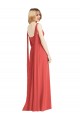 Discount Full-Length V-Neck Chiffon Bridesmaid Dress Streamers Back UK