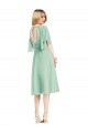 Discount Open Back Flutter Sleeves Cocktail Length Chiffon Bridesmaid Dress UK