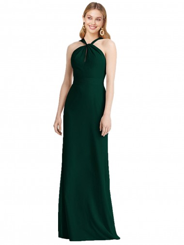 Discount Sleek Full-Length Twist Halter Chiffon Bridesmaid Dress UK