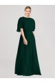Discount Full-Length Flutter Sleeves Plunging V Back Chiffon Bridesmaid Dress UK