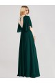 Discount Full-Length Flutter Sleeves Plunging V Back Chiffon Bridesmaid Dress UK