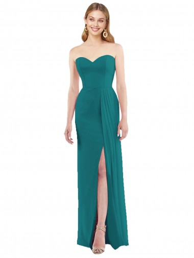 Discount Sweetheart Neckline Lux Chiffon Bridesmaid Dress with Side Slit UK