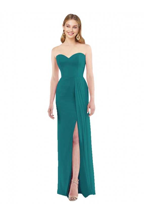 Discount Sweetheart Neckline Lux Chiffon Bridesmaid Dress with Side Slit UK