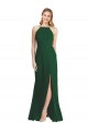 Discount High-Neck Maxi Bridesmaid Dress with Front Slit UK