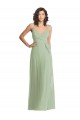 Discount V-Neck Low Back Maxi Formal Wrap Chiffon Bridesmaid Dress UK