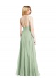 Discount Sleek Spaghetti Straps Low Back Square Neck Maxi Formal Chiffon Bridesmaid Dress UK