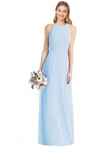 Discount Sleeveless Halter Chiffon Maxi Bridesmaid Dress UK