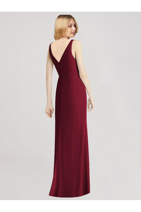 Discount Sleeveless V-Back Long Trumpet Chiffon Bridesmaid Dress UK