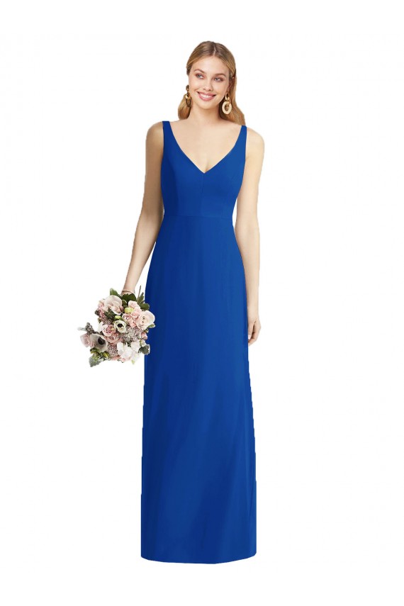 Discount Sleeveless V-Back Long Trumpet Chiffon Bridesmaid Dress UK