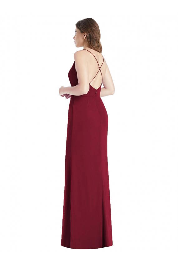 Discount Criss Cross Back Mermaid Wrap Chiffon Bridesmaid Dress UK